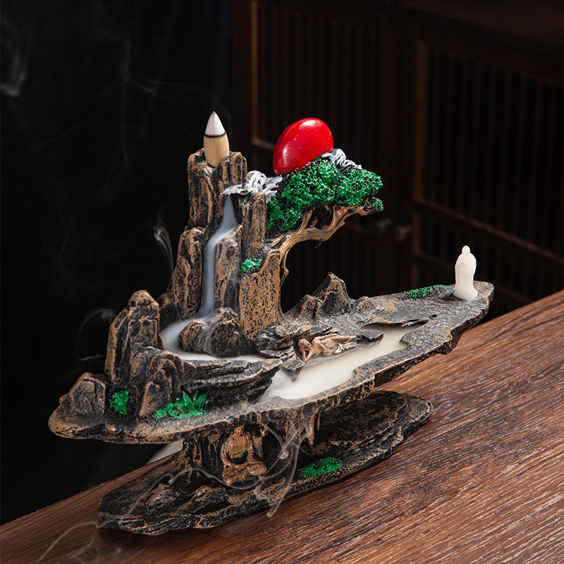 zensoullab Zen Large Backflow Incense Burner Pastoral Resin Sandalwood Burner Home Living Room Indoor Backflow Incense Ornament Pastoral Style