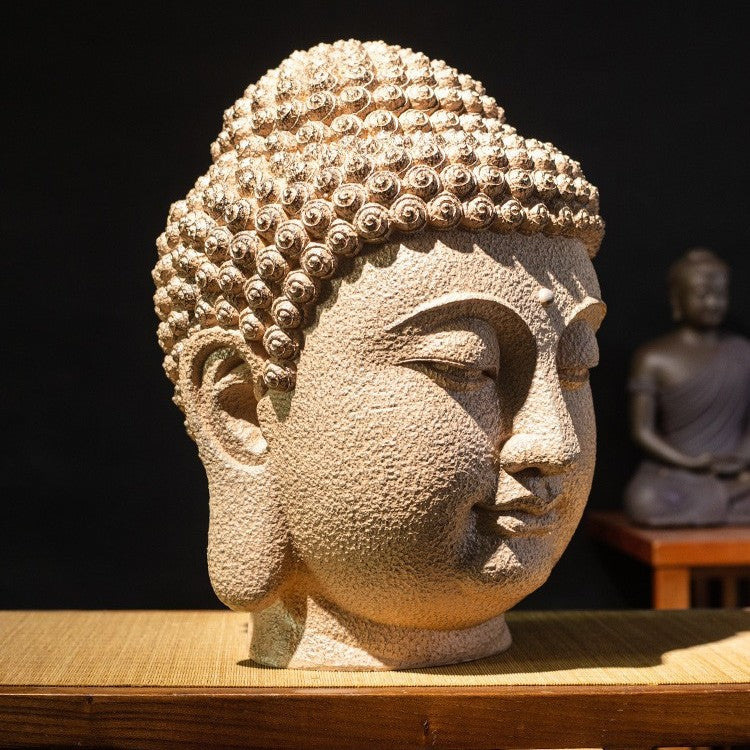 zensoullab New Chinese Style Buddha Head Buddha Statue Zen Ornament Large Compassion Buddha Head Southeast Asian Entrance Hallway Buddhist Decoration