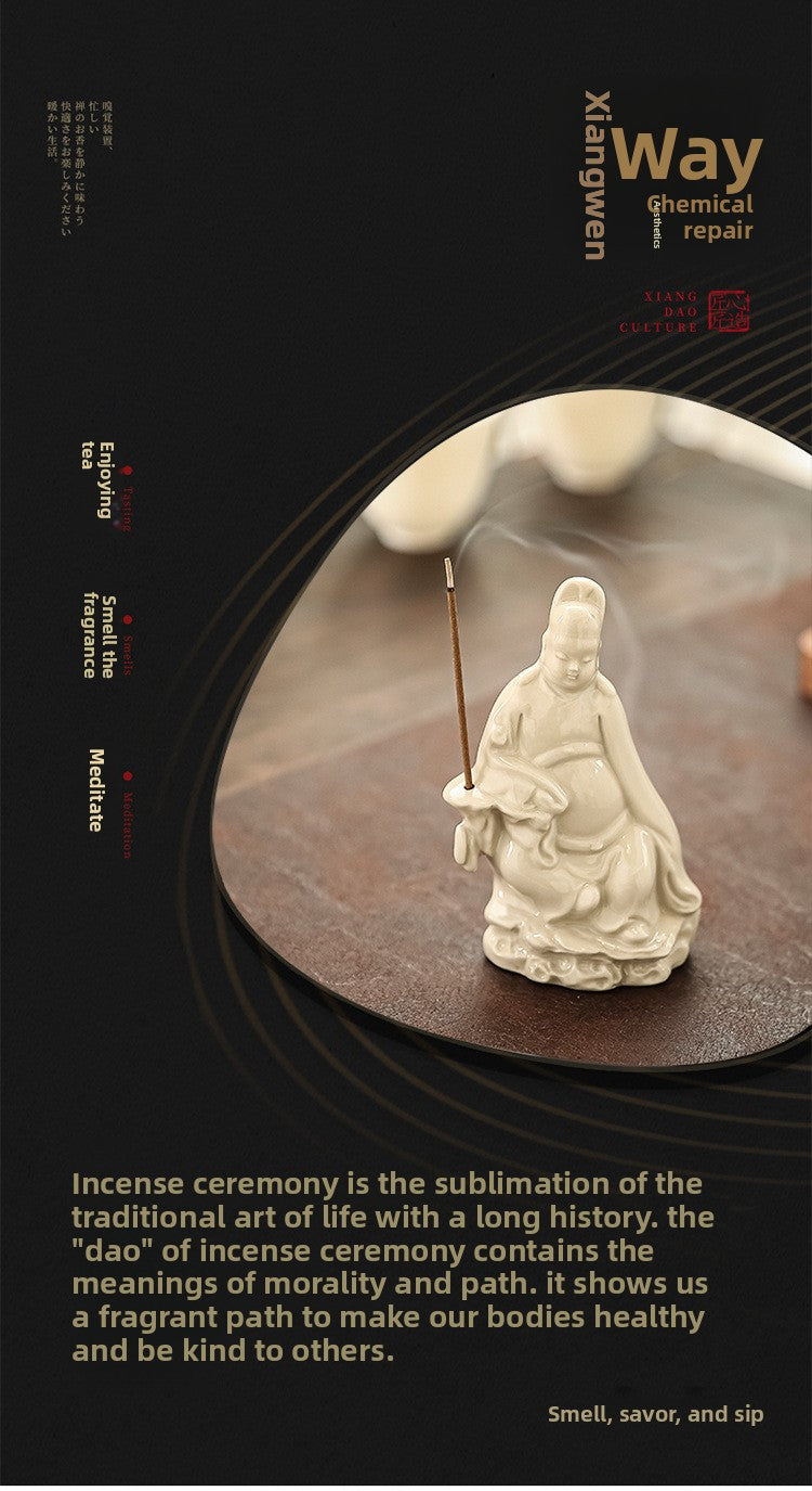 Zensoullab Creative New Chinese Ceramic Small Wenchang Incense Burner Decoration Home Indoor Decoration Sandalwood Incense Incense Ceremony Incense Holder
