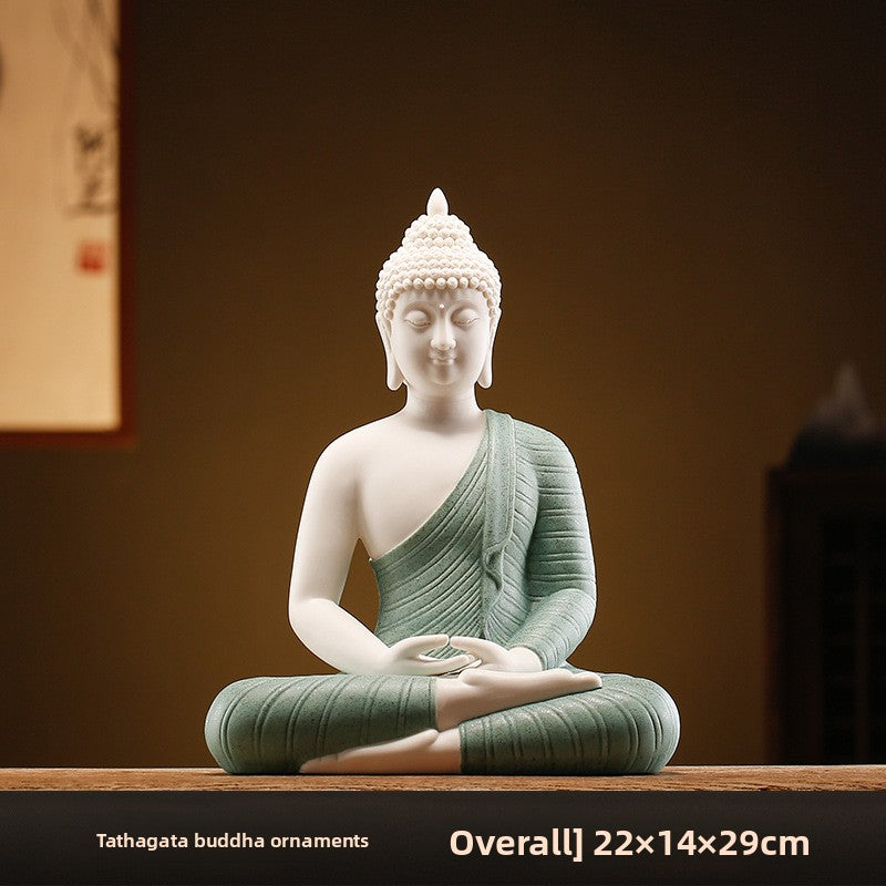 zensoullab Zen New Chinese Style Shakyamuni Buddha Lamp Circle Ornament Creative Home Interior Decoration Living Room Entrance Worship