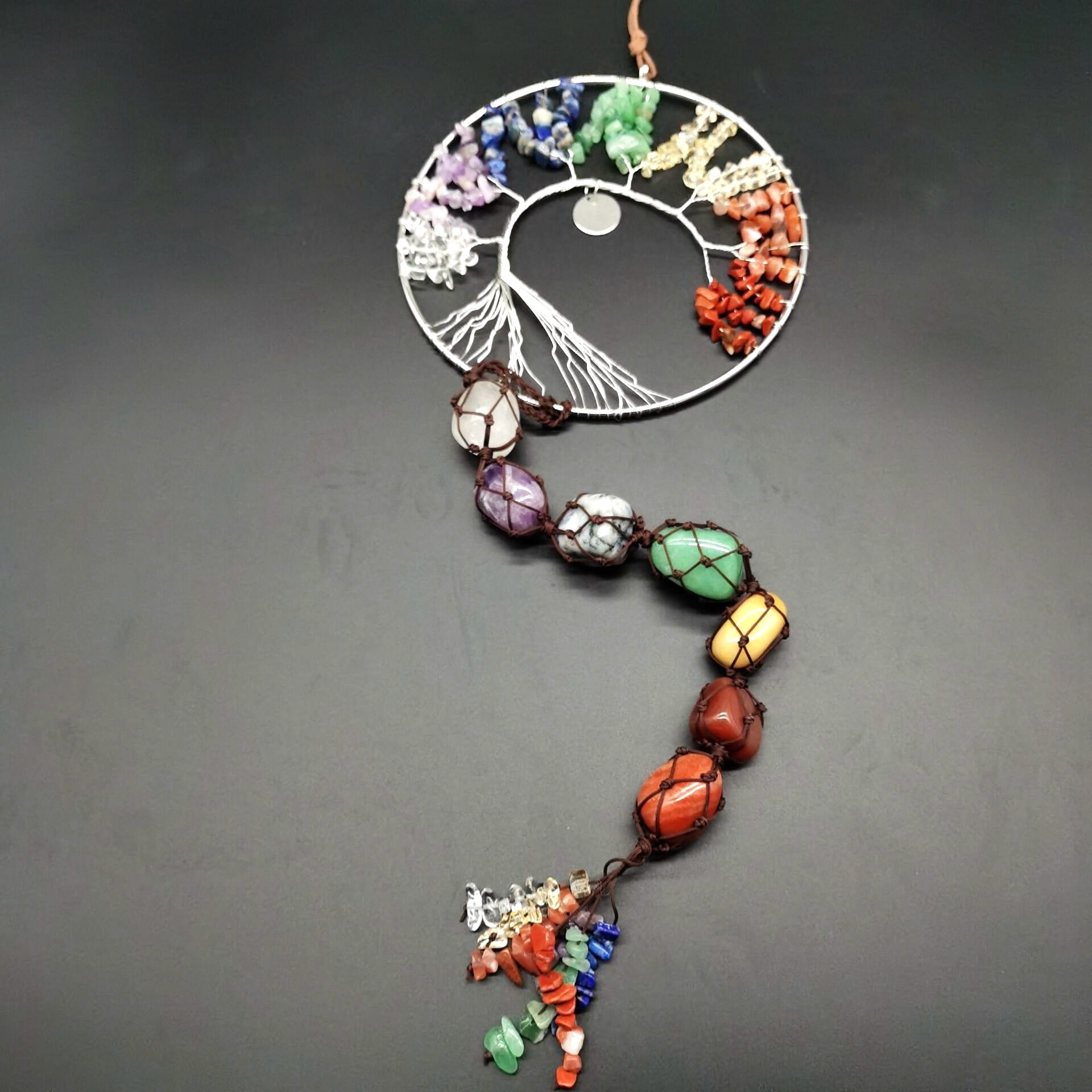 zensoullab Gravel Tree of Life Dream Catcher Hanging Ornament Agate Pendant