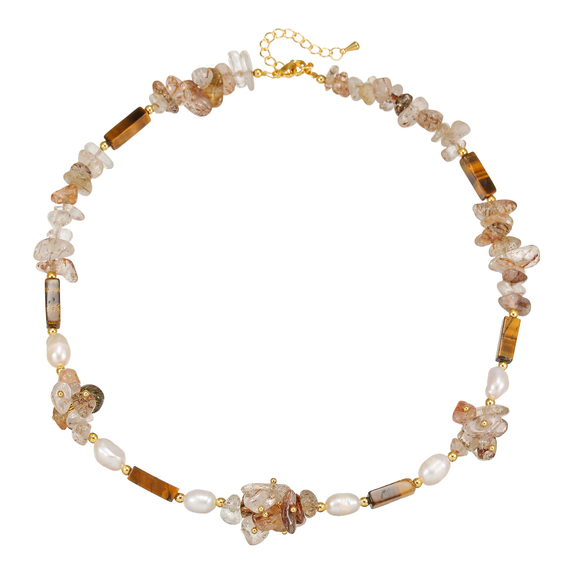 zensoullab Freshwater Pearl Melad Sweater Chain Bracelet Hair Crystal Tiger Eye Stone Necklace Elegant High-end Design