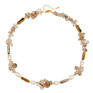 zensoullab Freshwater Pearl Melad Sweater Chain Bracelet Hair Crystal Tiger Eye Stone Necklace Elegant High-end Design