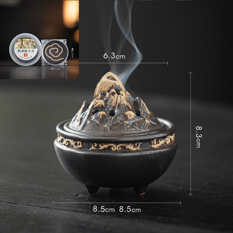 zensoullab Boshan Ceramic Incense Burner for Home Indoor Small Sandalwood Agarwood Incense Burner Zen Tea Room Incense Incense Seal Tower Incense Burner