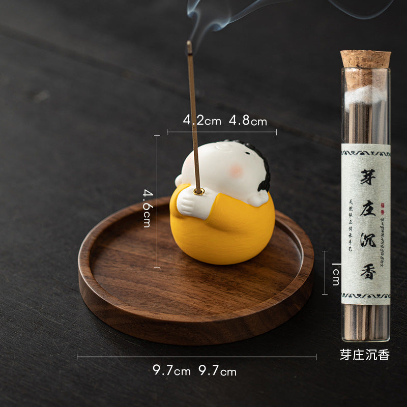 zensoullab Ceramic Cute Little Tathagata Incense Burner for Home Indoor Aromatherapy Small Ornament High-end Incense Holder Tea Table Incense Ceremony
