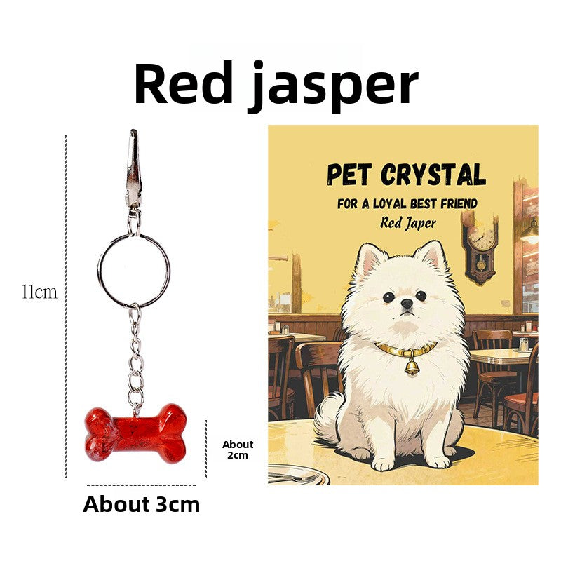 zensoullab Natural Crystal Bone Pet Dog Cat Pendant Purple Pink White Crystal Keychain Bag Charm Golden Retriever Pug