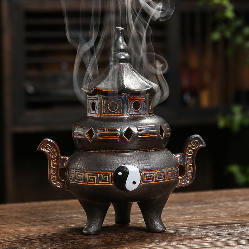 zensoullab Tai Chi Bagua Ceramic Incense Burner Home Indoor Zen Tea Room Tea Table Aromatherapy Burner Incense Decoration