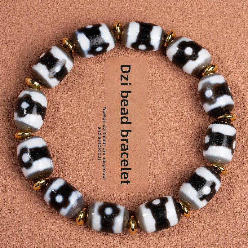 zensoullab Natural Tiger Tooth Dzi Bead Agate Bracelet Fashion Versatile High-Quality Unisex Couple Style Single Circle Bracelet In Stock