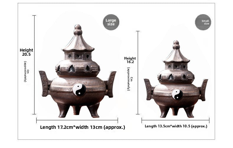 zensoullab Creative Ceramic Antique Incense Burner Tai Chi Bagua Tower Incense Burner Indoor Tea Ceremony Accessories Zen Home Decor