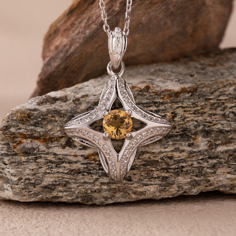 zensoullab Natural Sapphire Diopside Topaz Aquamarine Colorful Gemstone Necklace for Women S925 Silver Star Pendant