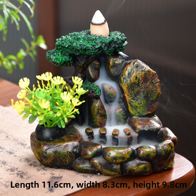 Zensoullab Resin Carving High Mountain Flowing Water Backflow Agarwood Stove Home Indoor Zen Sandalwood Incense Burner Tea Ceremony Decoration Zen Incense Burner