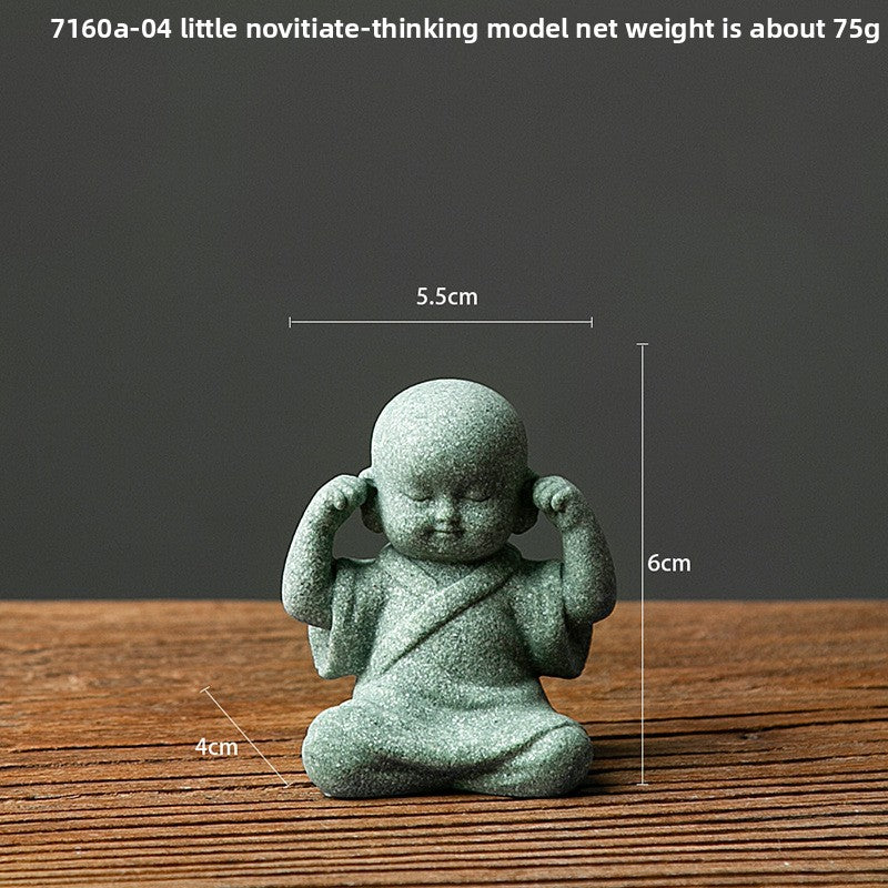 zensoullab Green Sandstone Buddha Statue Ornament Micro Landscape Fish Tank Landscaping Rockery Bonsai Living Room Zen Tea Tabletop Stone Small Sitting Buddha