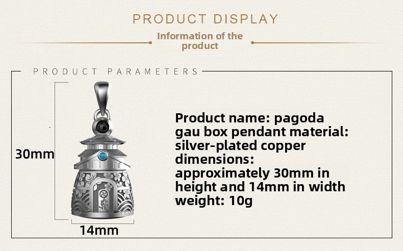 zensoullab Thai Silver Vintage Openable Buddha Pagoda Necklace with Heart Sutra Pendant Hollow Design for Men and Women