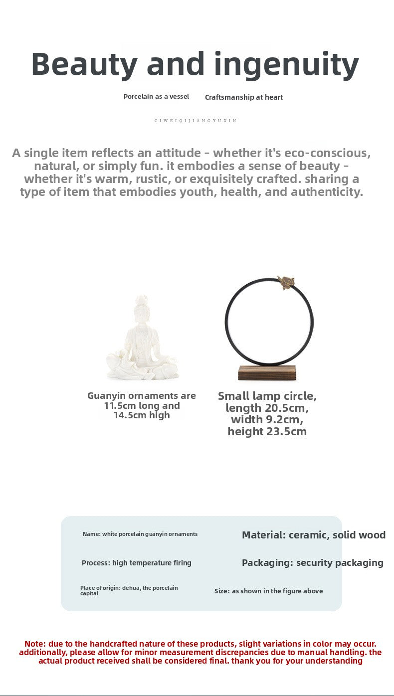 zensoullab Premium Dehua Ceramic Guanyin Buddha Statue Zen New Chinese Style Living Room Entrance Hall Guanyin Bodhisattva Ornament
