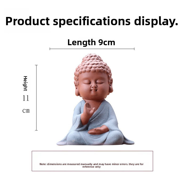 zensoullab Premium Handmade Purple Clay Buddha Tea Pet Tea Ceremony Tea Tray Accessories Car Dashboard Decoration Home Zen Ornament
