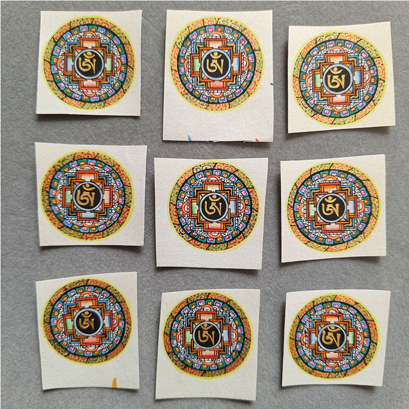 zensoullab Nepal Hand-painted Six-Word Mantra Scripture Altar Offering Thangka Round Gawu Box Guanyin Small Thangka Painting Necklace Pendant