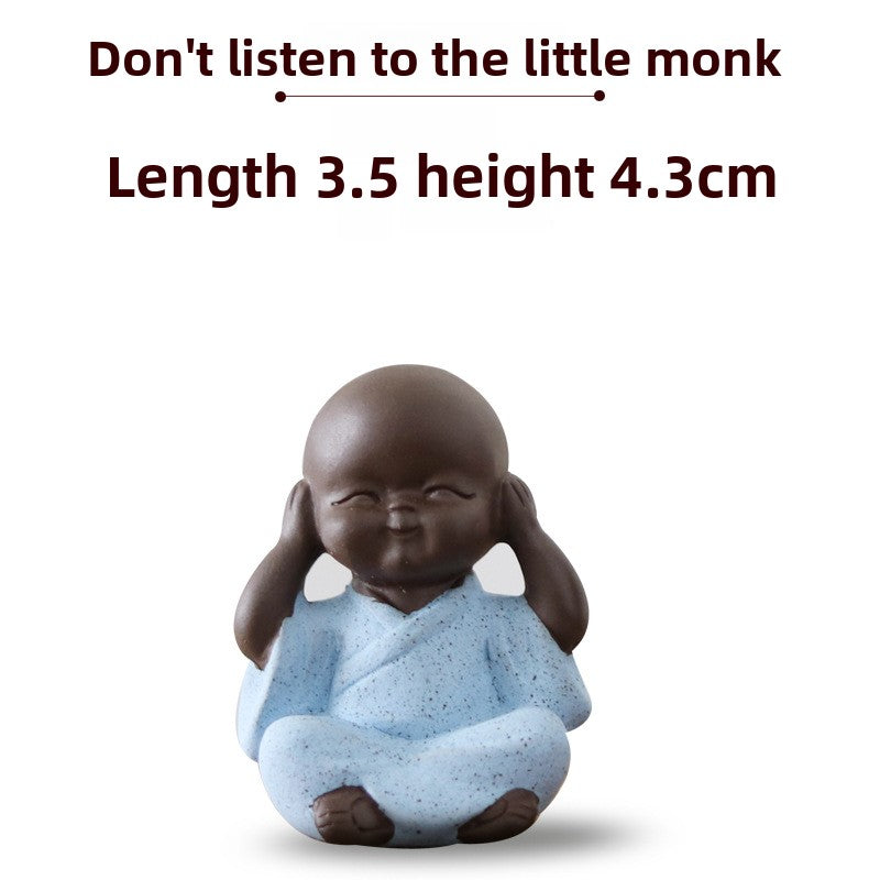 zensoullab Mini Cute Purple Clay Little Monk Tea Pet Ceramic Four Little Sha Mi Succulent Plant Decoration Creative Home Ornament