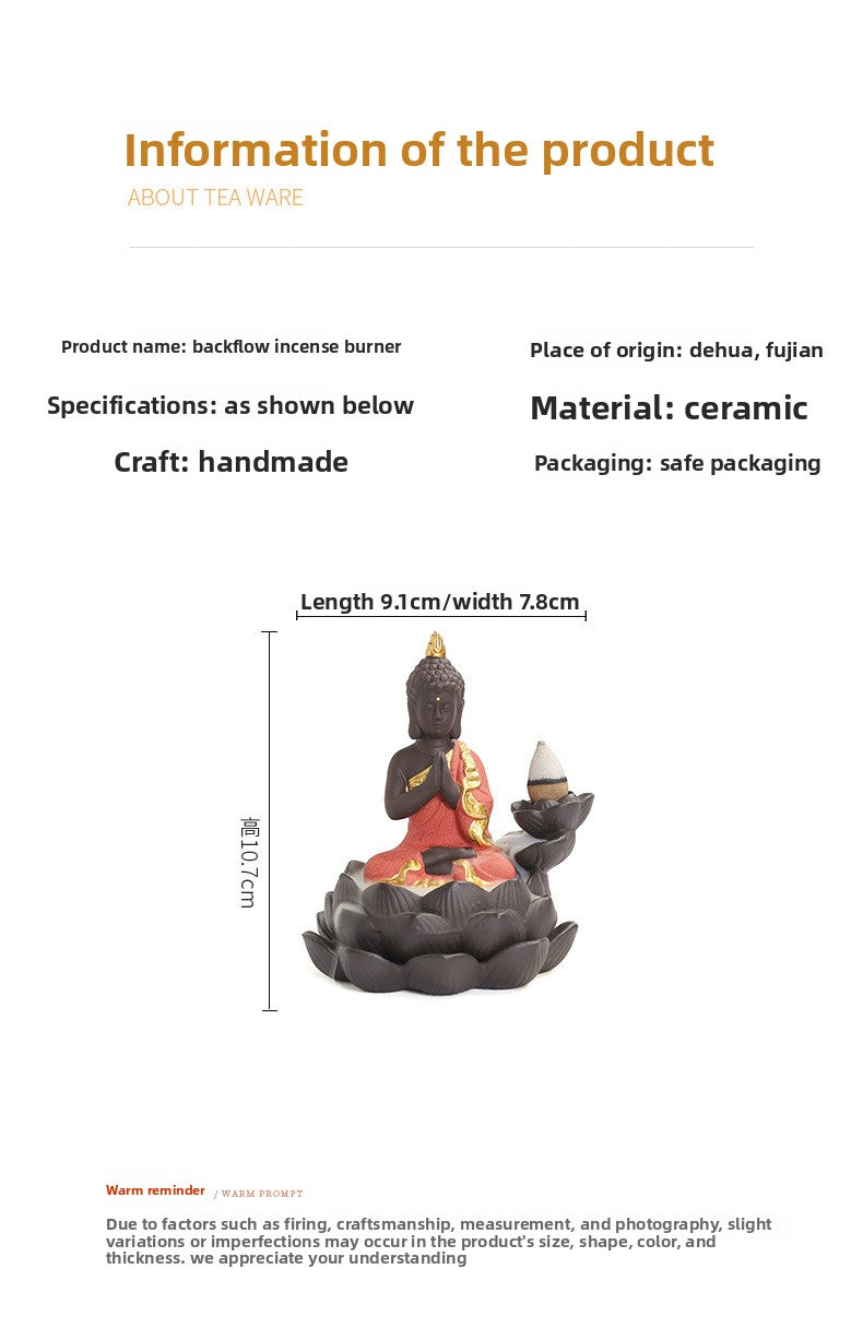 zensoullab Purple Clay Ceramic Lotus Base Thai Buddha Backflow Incense Burner Hot Selling Backflow Incense Offering Incense Burner Sandalwood Incense