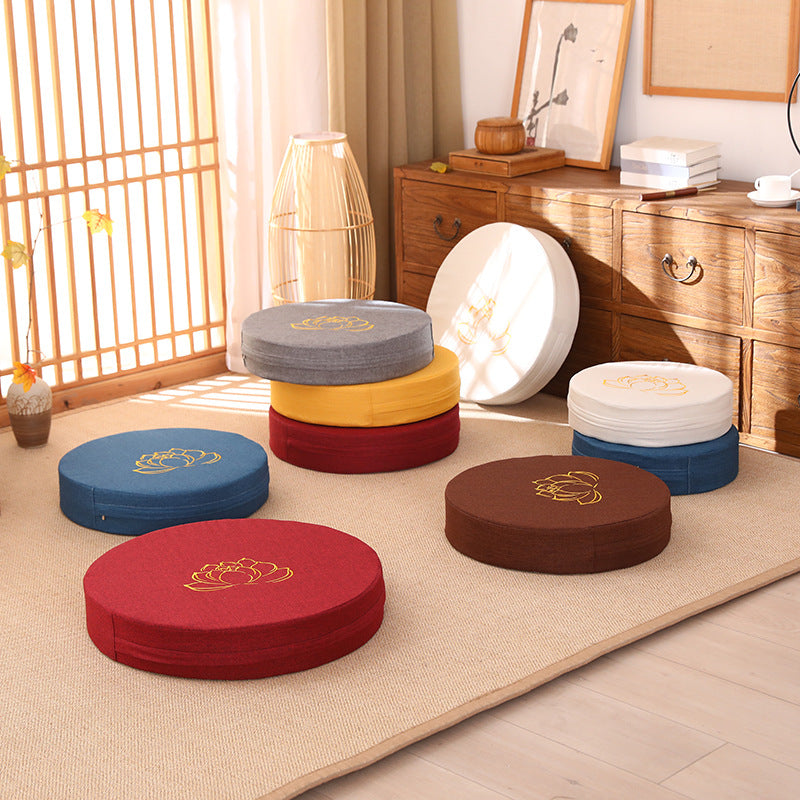Zensoullab Japanese Style Tatami Mat Futon Cushion Thickened Stool Removable and Washable Window Cushion round Meditation Cushion Meditation Pray Cushion