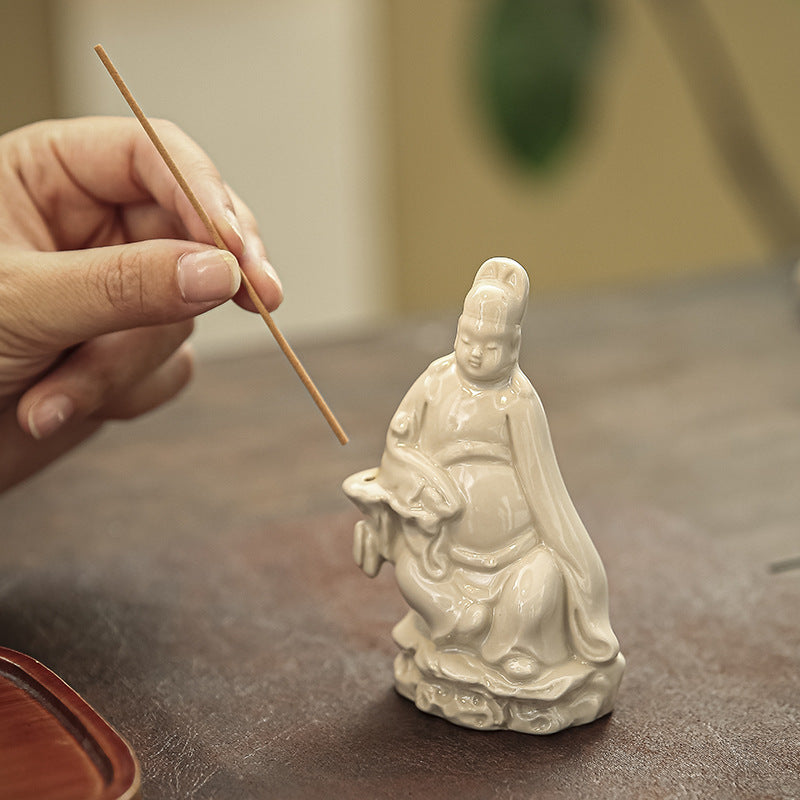 Zensoullab Creative New Chinese Ceramic Small Wenchang Incense Burner Decoration Home Indoor Decoration Sandalwood Incense Incense Ceremony Incense Holder