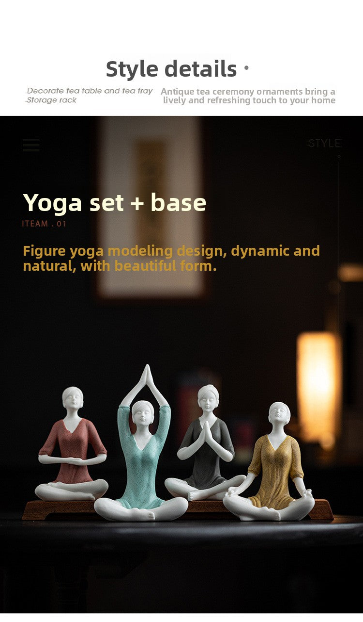 zensoullab Simple Ceramic Crafts Purple Clay Yoga Girl Modern Ornament Creative Figure Artwork Yoga Studio Gift