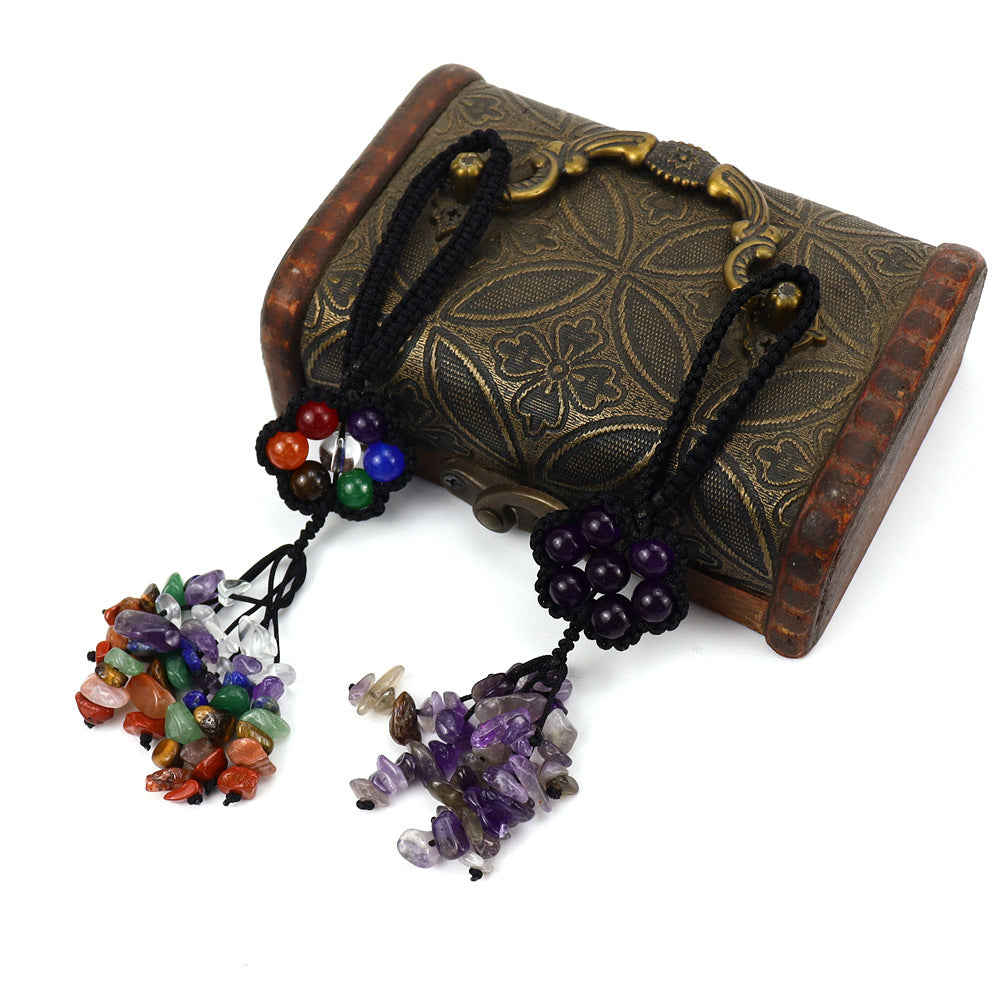 zensoullab Handmade Woven Crystal Colorful Round Bead Pendant Keychain Bag Pendant Car Hanging Ornament