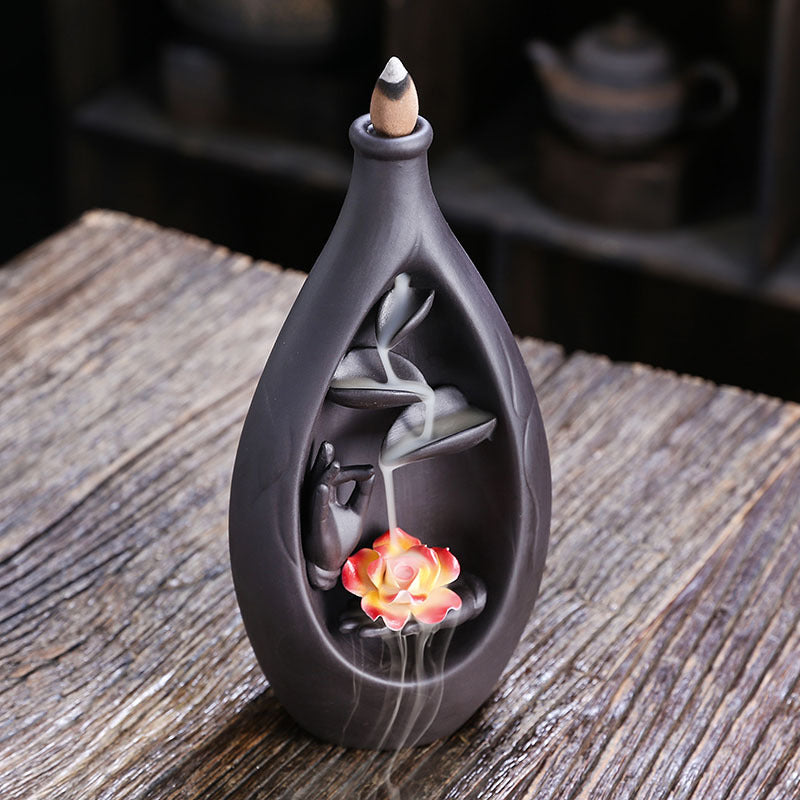 zensoullab Purple Clay Backflow Incense Burner Special for Creative Large Bottle Left and Right Feng Yuan Waterfall Backflow Incense Burner