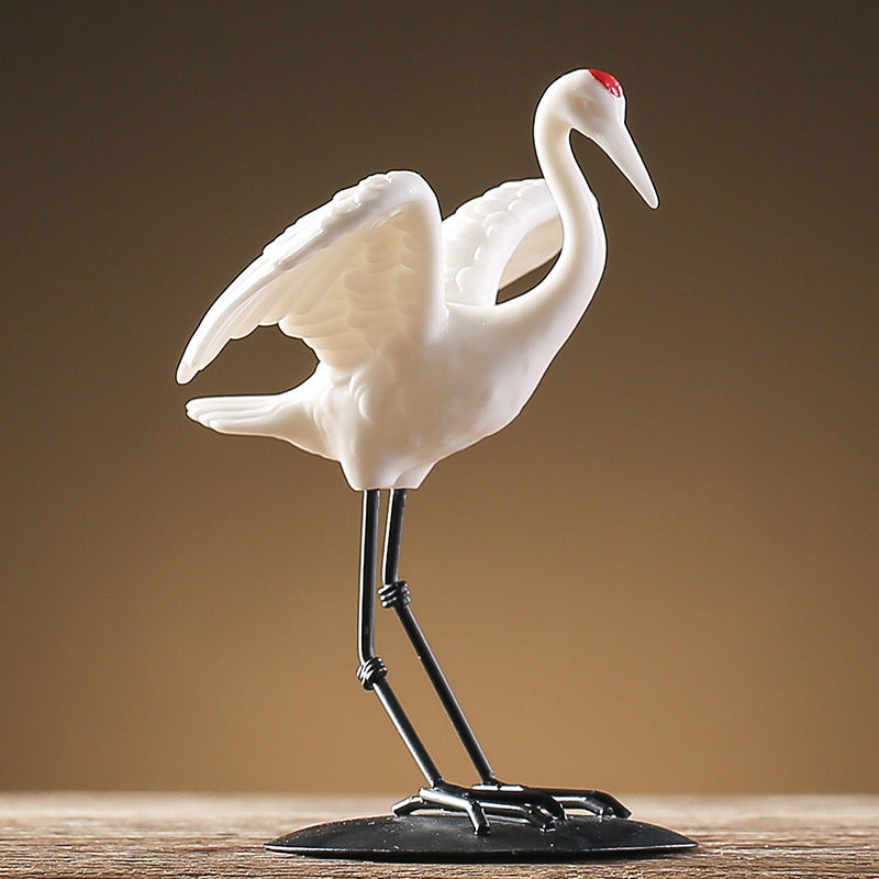 zensoullab Ceramic Crane Animal Red-crowned Crane Ornament New Chinese Style Potted Plant Fake Mountain Water Landscape Micro Landscape Desktop Decoration