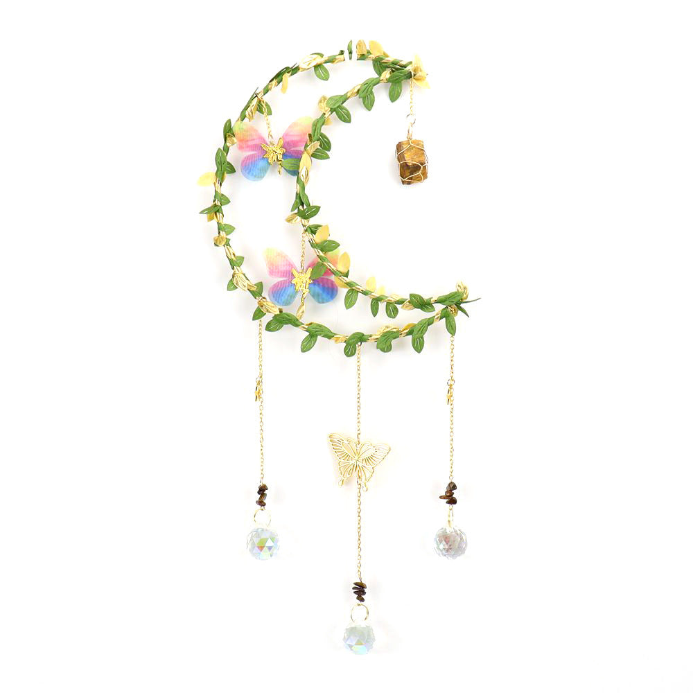 zensoullab Sun Catcher Wrapped Bougainvillea Angel Butterfly Tree Leaf Moon Wind Chime Garden Hanging Ornament Crystal Ball Decoration