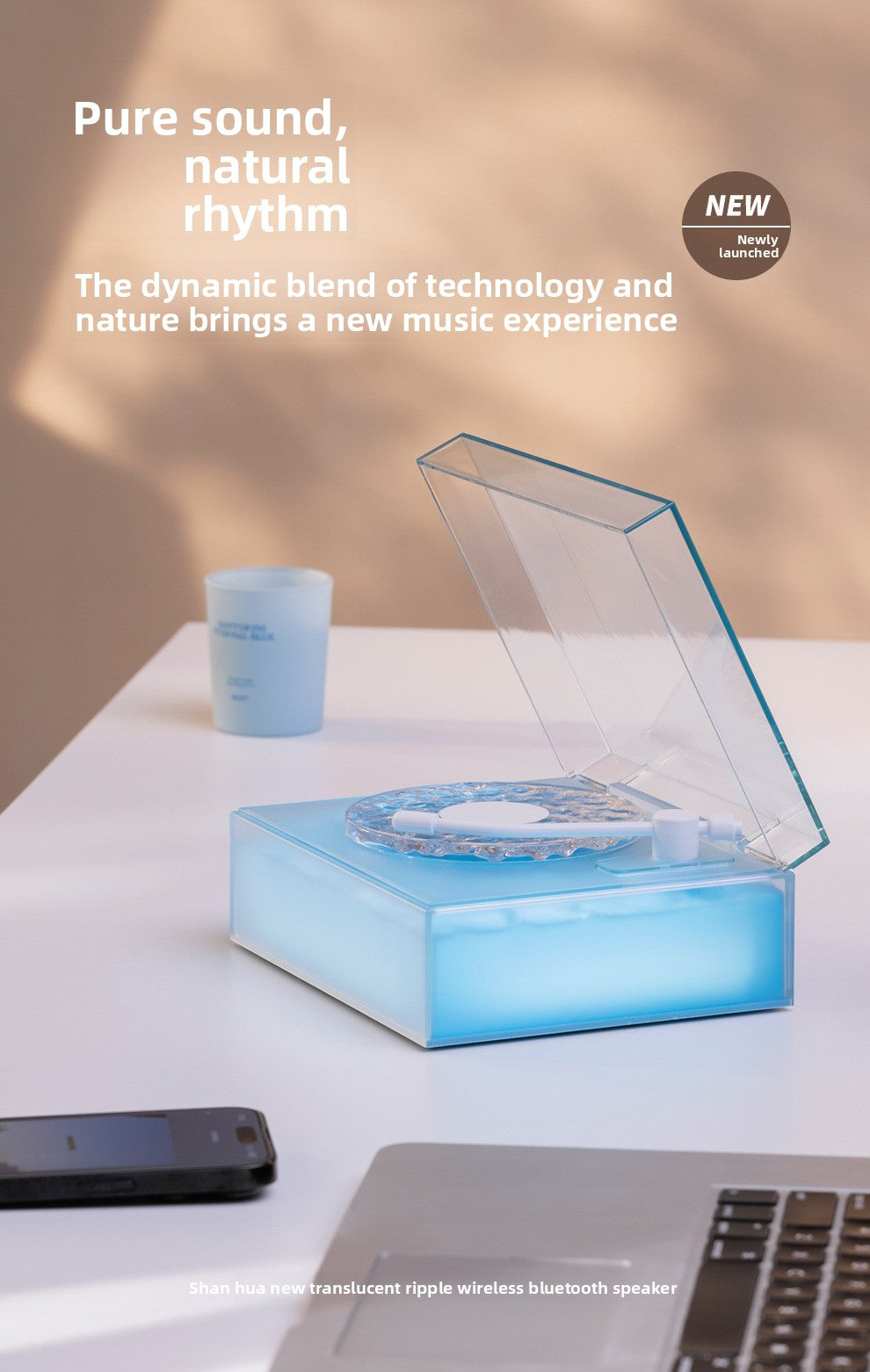 zensoullab2025 New High-Quality Water Ripple Bluetooth Speaker Wireless Portable Desktop Projection Gift for Friends Audio