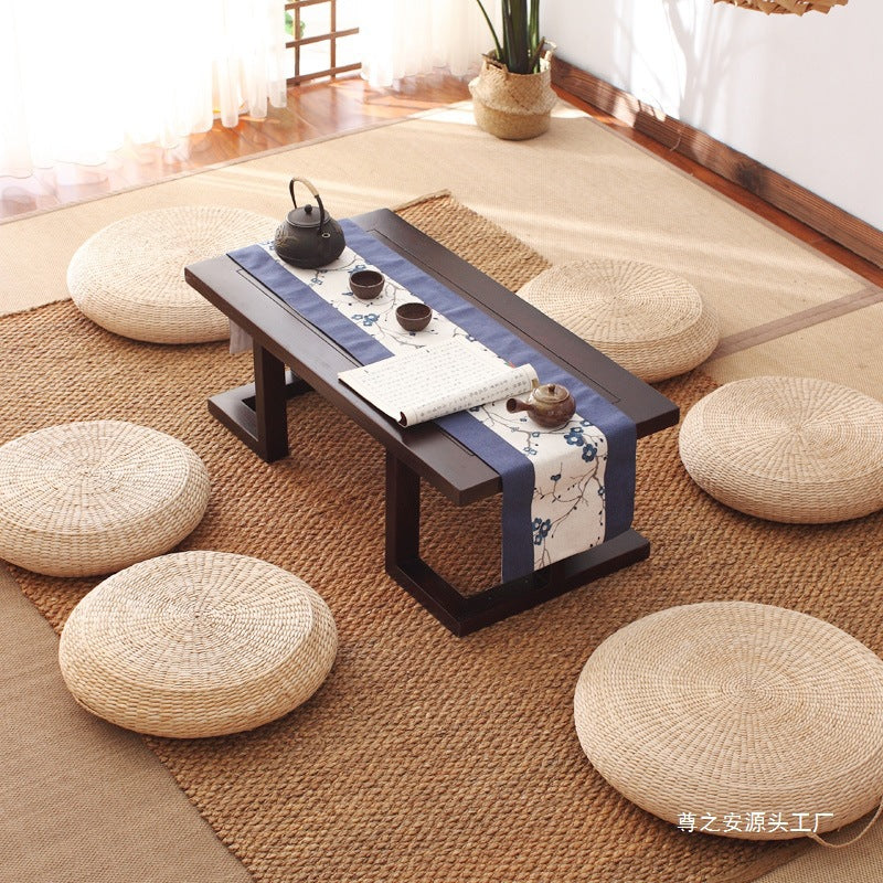 zensoullab Woven Seat Cushion Floor Tatami Mat Thickened Round Japanese Style Meditation Zen Mat Balcony Bay Window Mat