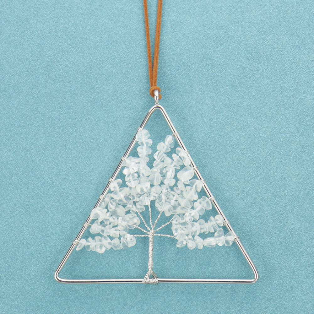 zensoullab Natural Raw Crystal Stone Gravel Christmas Tree Triangle Hanging Holiday Home Decoration