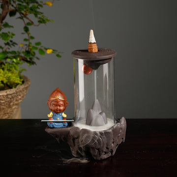 zensoullab Purple Clay Wukong Backflow Incense Burner Home Decor Creative Windproof Cover Sandalwood Incense Burner Craft Ornament