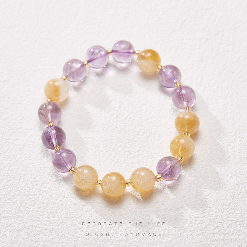 zensoullab Nine Purple Fire Bracelet Natural Amethyst Purple Bracelet Multi-Gem Good Luck Beads