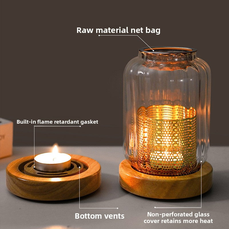 zensoullab Home Beauty Salon Glass Candle Holder Calming Aromatherapy Lamp Sandalwood Agarwood Incense Powder Incense Burner Chinese Style Candle Agarwood Lamp