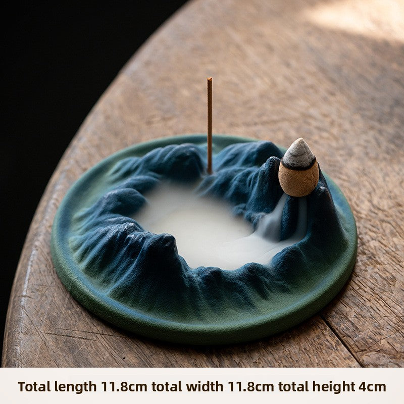 Zensoullab Thousand-Li Landscape Ceramic Wire Incense Holder Backflow Incense Burner Home Indoor Incense Burner Zen Study Tea Table Incense Holder Ornaments