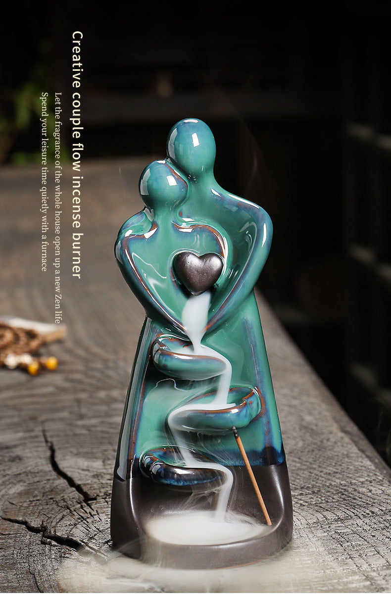 Ceramic Backflow Incense Burner Home Decor Ornament Creative Double-Sided Backflow Incense Burner