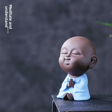 zensoullab Premium Yixing Zisha Cute Little Monk Tea Pet Tea Play Tea Tray Accessories Ceramic Little Sha Mi Bonsai Zen Ornament
