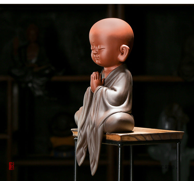 zensoullab Yunshang Chinese Zen Monk Gift Ceramic Ornament Classical Craft Tea Ceremony Home Decoration Zisha