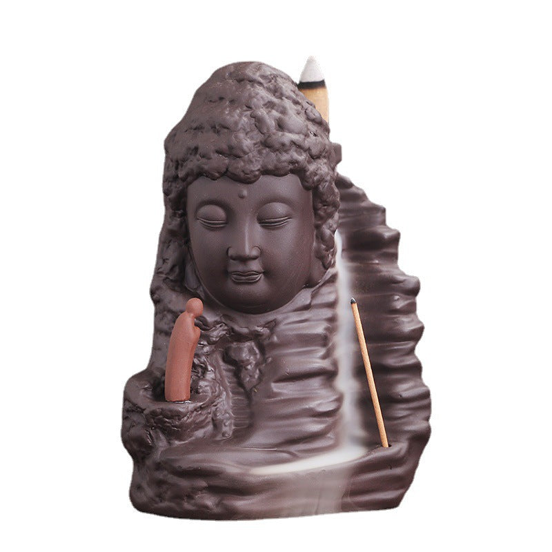 zensoullab Purple Clay New Arrival Tathagata Backflow Incense Burner Creative Mountain Water Tower Incense Backflow Incense Burner Home Decoration