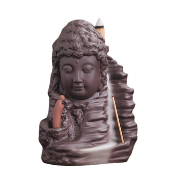 zensoullab Purple Clay New Arrival Tathagata Backflow Incense Burner Creative Mountain Water Tower Incense Backflow Incense Burner Home Decoration