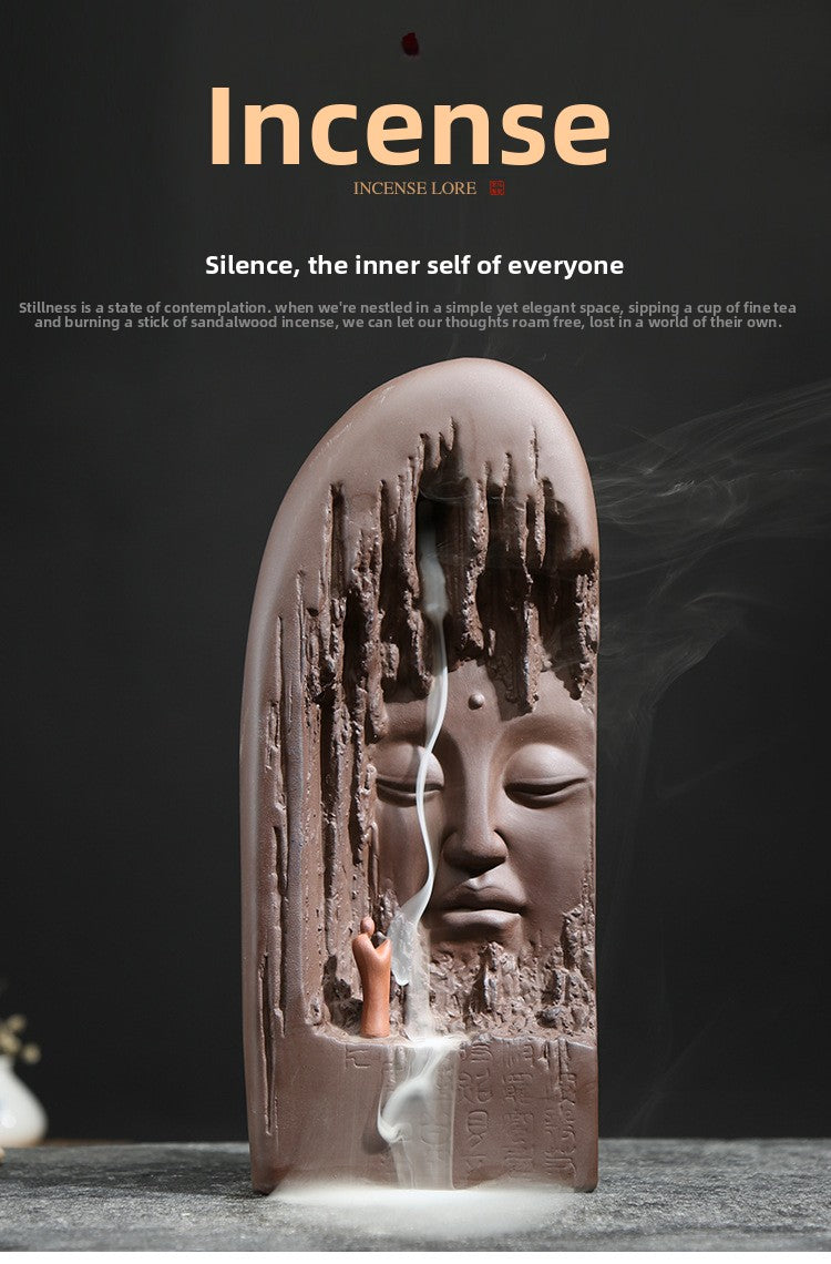 Zensoullab Yunshang Creative Backflow Incense Burner Zen Purple Clay Ornaments Buddha Worship Home Indoor Worship Decoration Sandalwood Stove Buddha Utensils