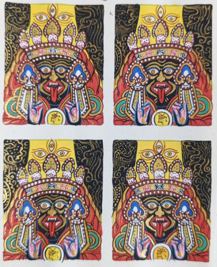 zensoullab Nepal Full Hand-Painted Zakiram Small Thangka Tibetan Female God of Wealth Thangka Pendant Tibetan Kaga U Box Painting Core
