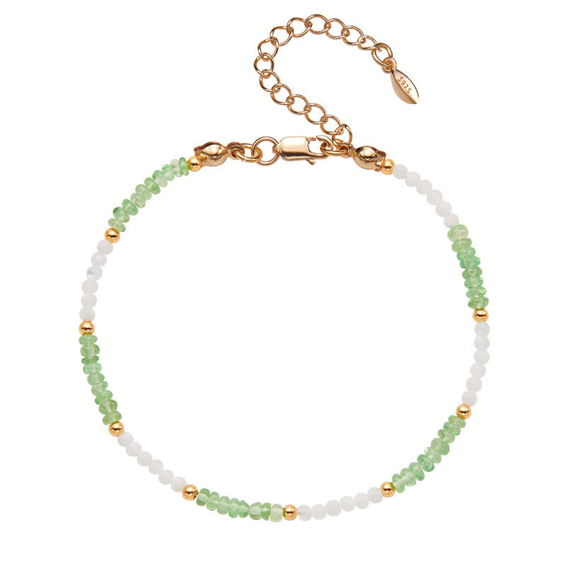 zensoullab Natural Gemstone Tsavorite Beaded Necklace for Women S925 Sterling Silver Colorful Gemstone Jewelry Collarbone Chain