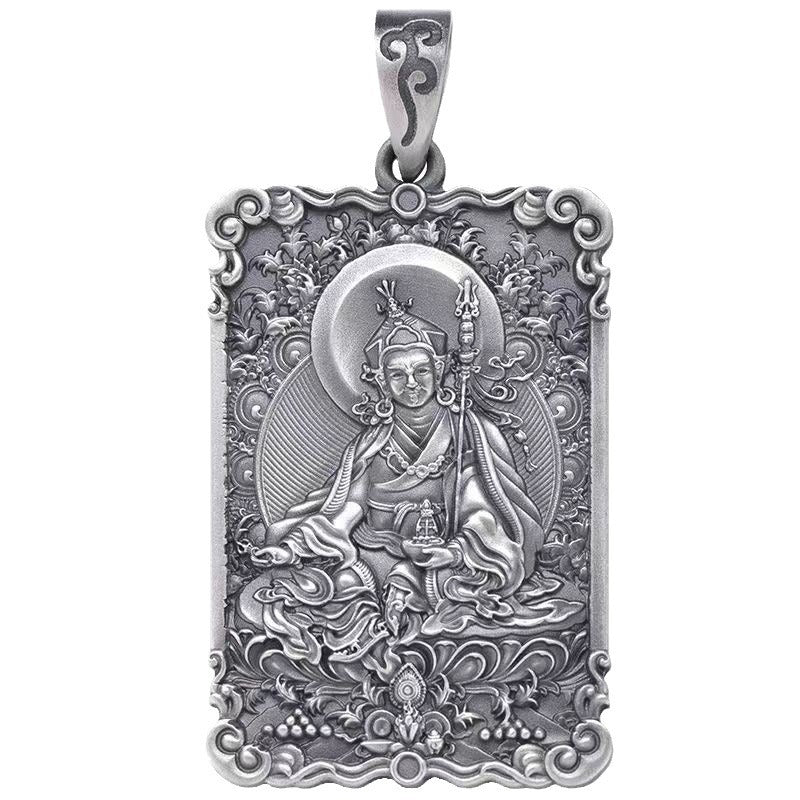Zensoullab Men's Accessories Padmasambhava Pendant Men Silver Plated Solid Retro Distressed Amulet Lotus Master Men's Ornament