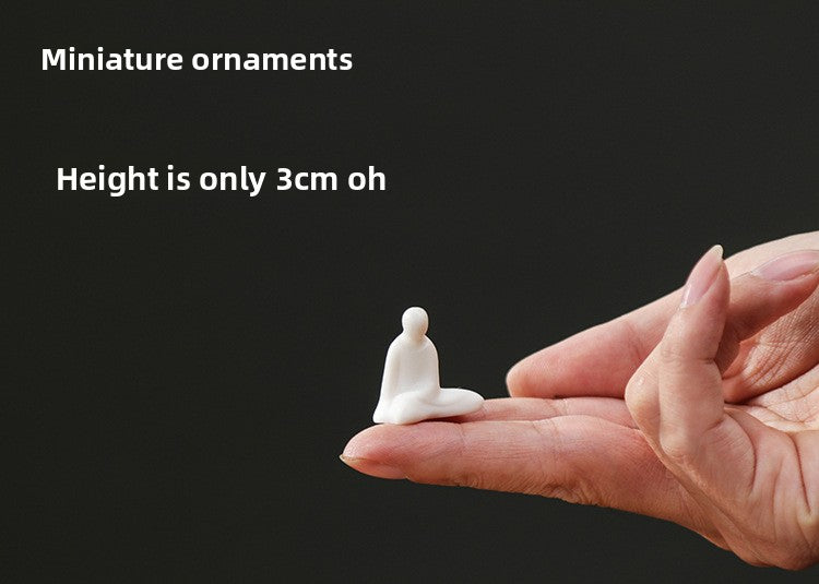 zensoullab Mini Extra Small Zen Ceramic Formless Buddha Microscopic Bonsai Fish Tank Tea Tray Accessories Little Monk Home Decoration