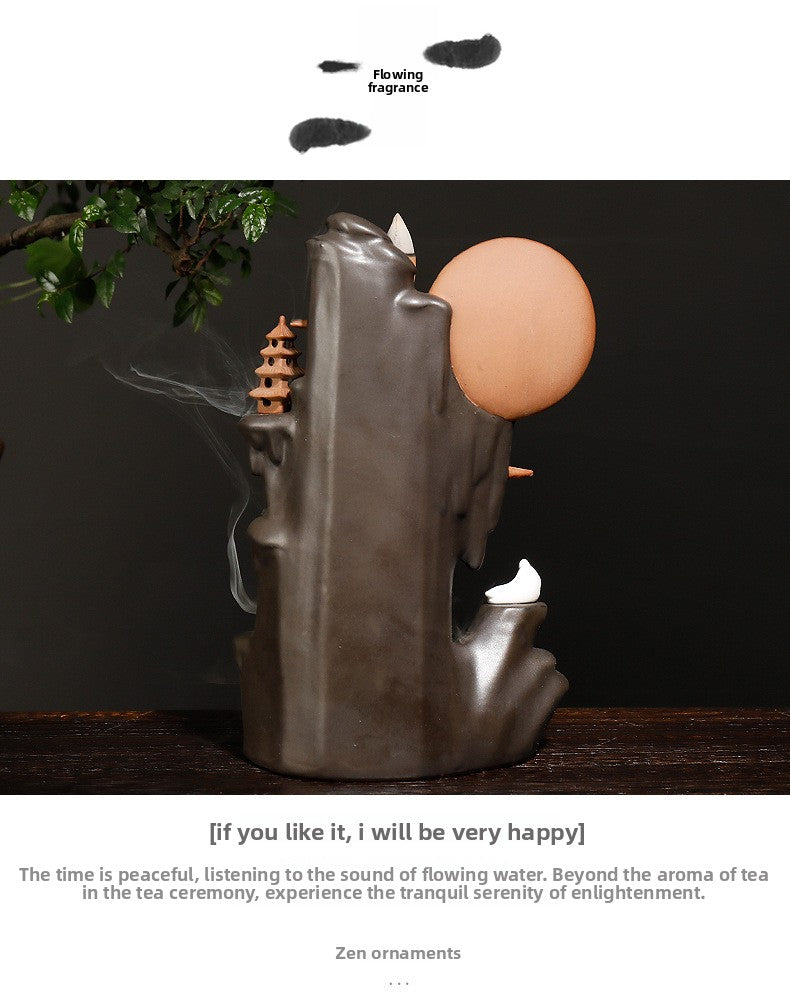 zensoullab New Teapot Smoke Backflow Incense Burner Large Ceramic Ornamental Incense Burner Home Decor Craft