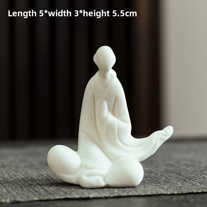 zensoullab Mini Ceramic Fingertip Small Buddha Zen White Porcelain Formless Buddha Little Monk Bonsai Fish Tank Micro Landscape Decoration Ornament