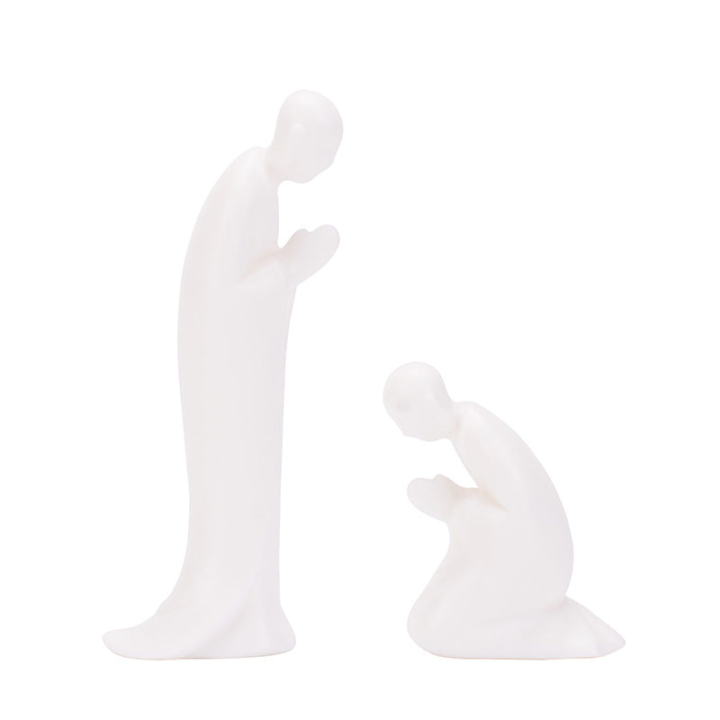 zensoullab Zen Ceramic Formless Buddha Figure Tea Ceremony Accessories Desktop Decoration White Porcelain Little Monk Bonsai Fish Tank Home Ornament