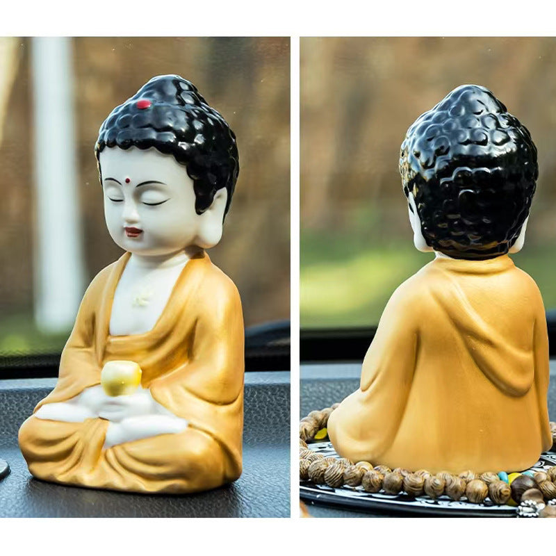 zensoullab Car Ornament Cute Little Tathagata Buddha Statue for Safety High-end Car Interior Dashboard Personalized Reclining Buddha Decoration